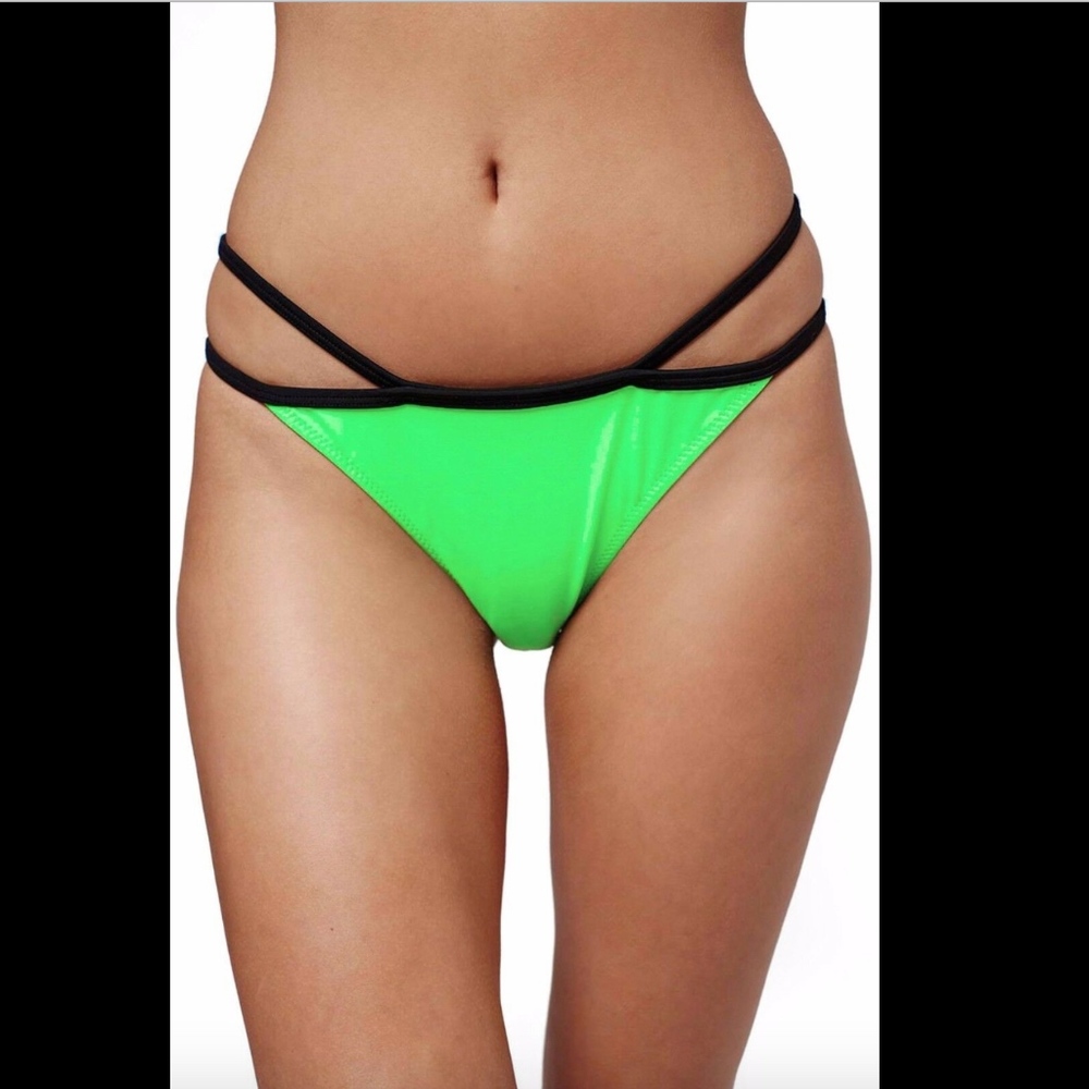 NWT Topshop Strappy‎ Bikini Bottoms Green/Black
